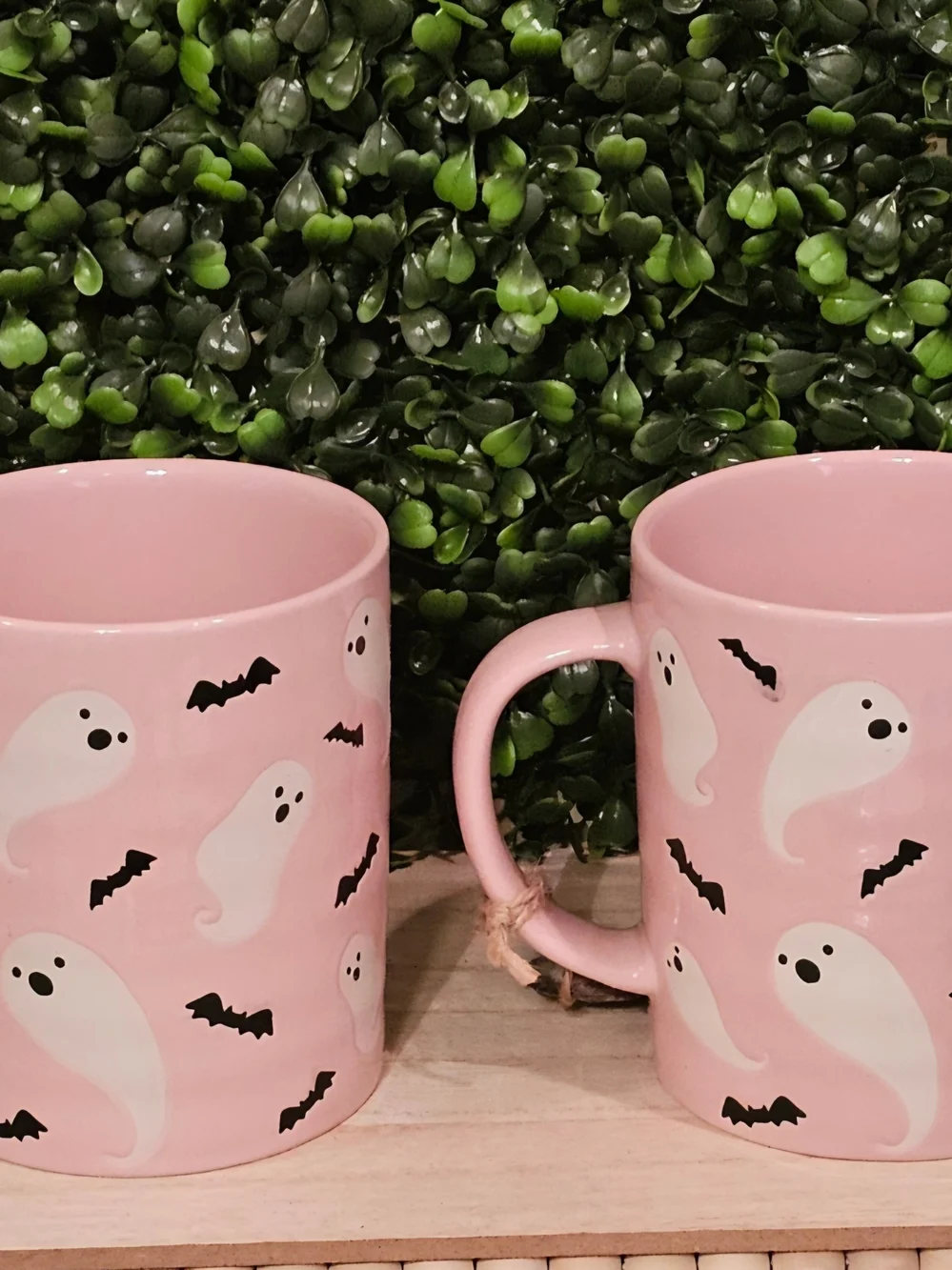 Pink Ghost & Bat Ceramic Mug Set by